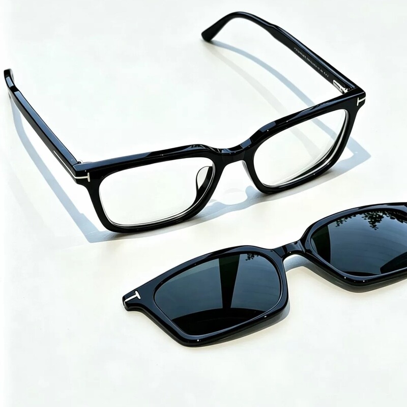 2026 New Model 6153-D-B Dual-Purpose Frame Glasses with Magnetic Sunglasses Attachment, Can Be Fitted with Prescription Lenses, Photochromic, and Blue Light Blocking