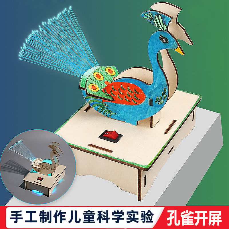 科学实验手工自制DIY中小学生科技制作孔雀开屏材料包趣味教学具