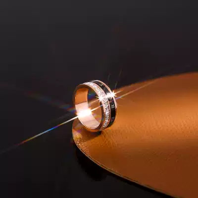 Black rose gold large size lucky ring female fat mm index finger ins tide large titanium steel ring does not fade