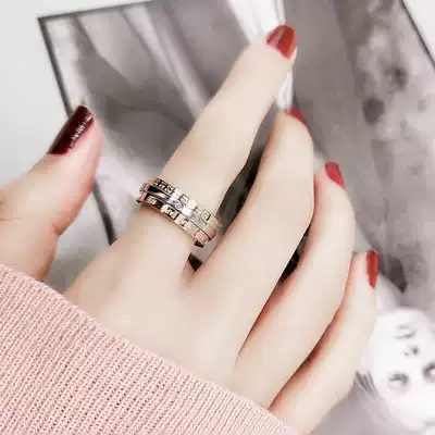 Lucky ring Female ins tide index finger fashion net Red personality titanium steel ring large size does not fade fat mm