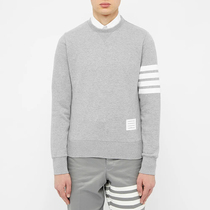 TB classic four-bar stripe simple casual solid color straight sweater mens round neck pullover cotton base top
