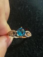 Аксессуары на руку 精品古玩玉器清代海蓝宝石鎏金女戒老戒指一枚