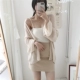 Phiên bản Hàn Quốc của chiếc áo len dài tay sang trọng áo len dài tay + áo khoác lửng nữ mỏng manh hoang dã áo len gile