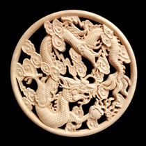 Dongyang wood carving European wood carving decal Solid wood door heart flower round decorative wood carving sheet round flower disc patch