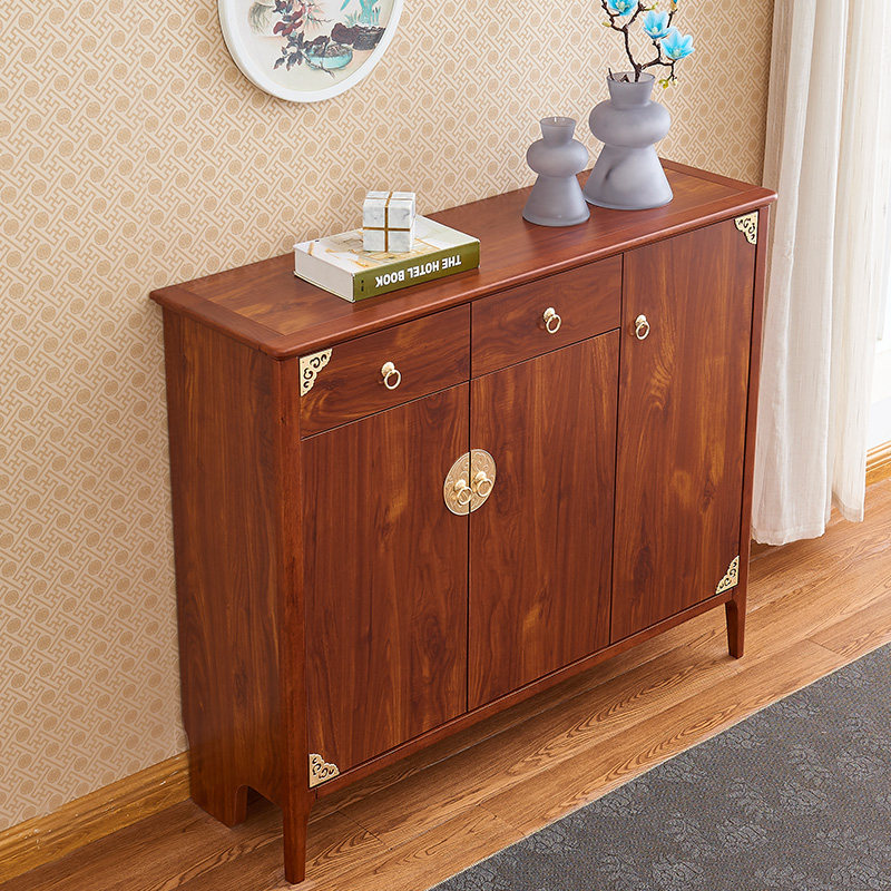 New Chinese shoe cabinet home door large-capacity storage cabinet storage cabinet entry door entrance cabinet solid wood frame hall cabinet