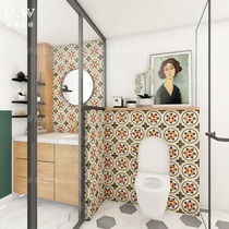 American pastoral style small tiles Flower wall tiles Nordic kitchen balcony Bathroom Courtyard Garden art tiles