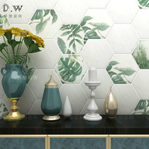  Nordic bathroom tiles Balcony small tiles Green art kitchen toilet non-slip wear-resistant hexagonal wall tiles