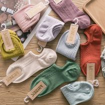  Socks womens short socks shallow Korean version of autumn and winter cotton socks casual non-slip non-falling heel deodorant breathable sweat-absorbing low-top boat socks