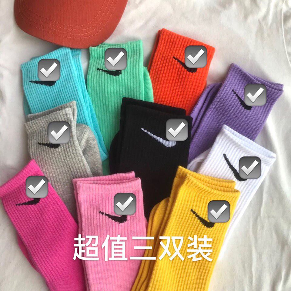 Hook Sox Children's middle cylinder thickened pair Hook Candy Rainbow Color Cute Mesh Red Sports Han Edition Tide Socks Lovers Socks