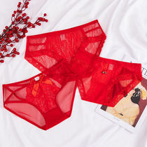  This years red panties female lace sexy charming hot temptation hollow briefs thin and breathable