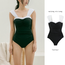 South Koreas new one-piece swimsuit womens belly thin abdomen Beach beach beach hot spring resort swimsuit women