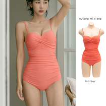 South Koreas new one-piece swimsuit female steel support small chest gathering Belly Belly and abdomen thin beach hot spring swimsuit