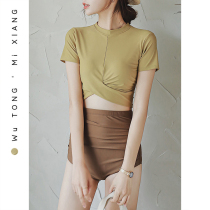 South Korea Ins swimsuit high waist cover with slim closeout short sleeve student conservative beach spa split swimsuit woman