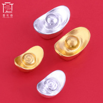 Pure silver ingot Manza gem plated 24K gold solid silver indoor vase Buddha statue collection solid gold ingot