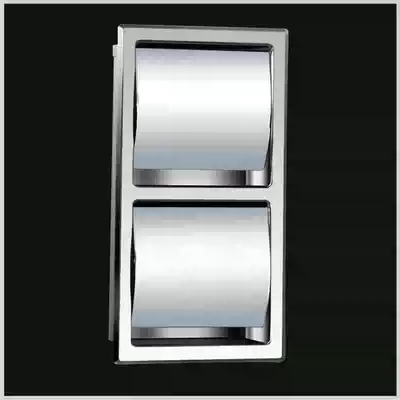 Hotel embedded wall straight stainless steel double roll small roll carton roll paper roll toilet toilet toilet tissue box Engineering paper tissue box engineering tissue rack