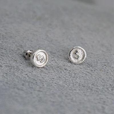 eSKY Sky Handcrafted lucky Coin ear studs for men, cool and stylish for women, with a unique and distinctive design sense. S925 sterling silver earrings