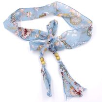 Early summer chiffon strip belt waist chain womens casual pants waist belt with jeans fashion knotted silk belt