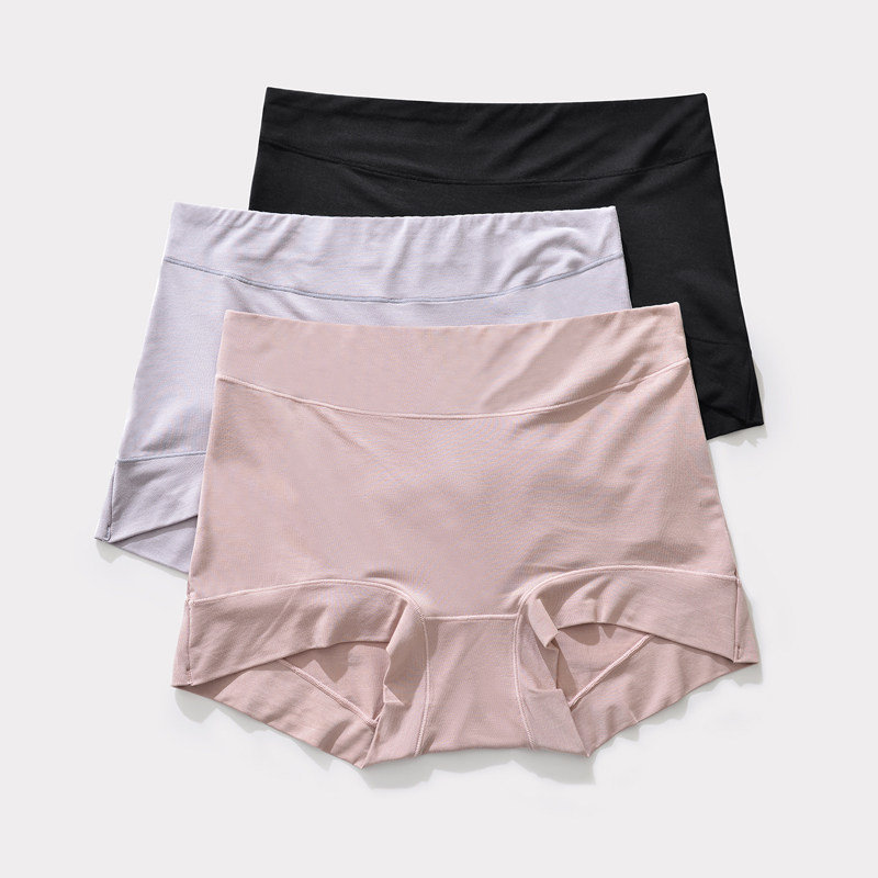 Panties Woman Modale thin section High waist collection Belly Pure Cotton Crotch Pure Color Lady Flat Corner Pants Shorts Safety Pants Summer-Taobao