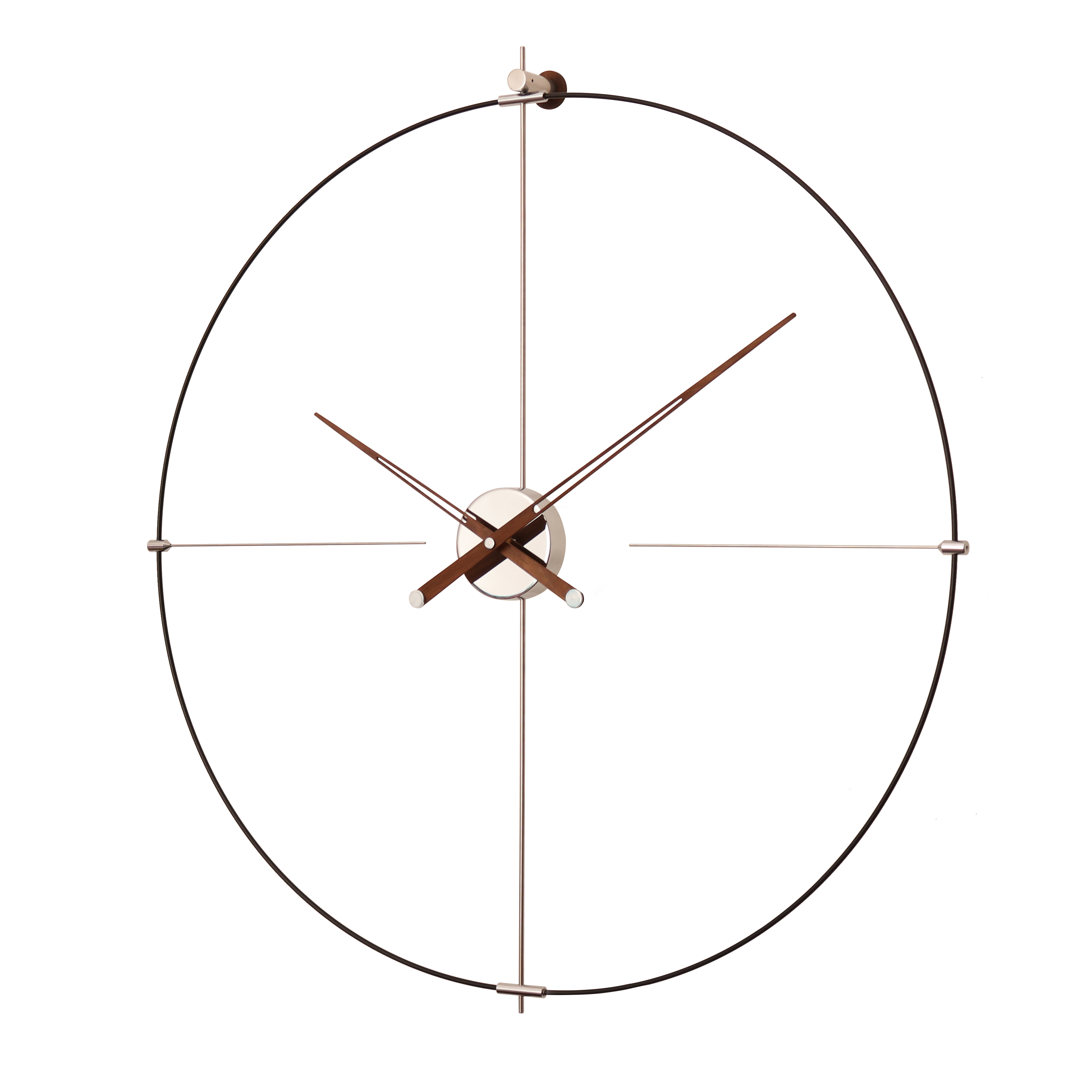 Home mute black walnut Spanish Nordic American style model living room personality creative big pointer wall clock