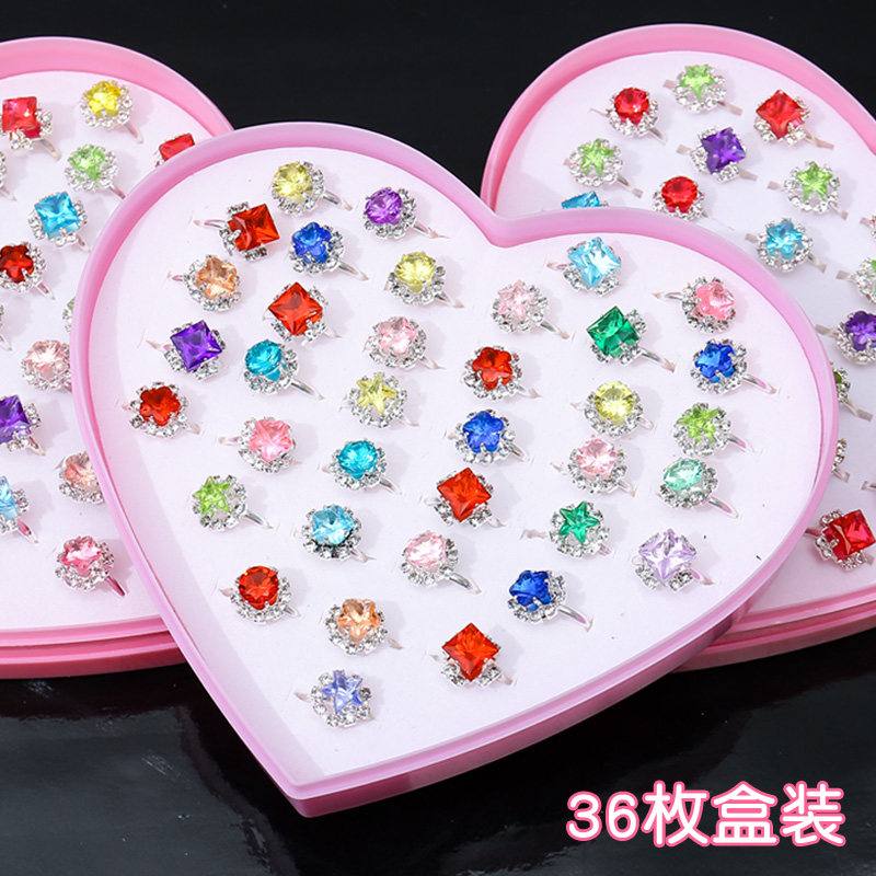 Children's Ring Water Drilling Ring Lovely Girl Aisha Cartoon Accessories Toy Gift Box