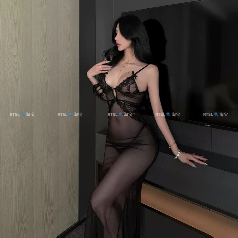 Rtsl Sexy Lingerie Fun and Playful Tight-Fitting Mature Style Purple Sheer Transparent Camisole Nightgown Long Dress Rtsl Sexy Lingerie Fun and Playful Tight-Fitting Mature Style Purple Sheer Transparent Camisole Nightgown Long Dress