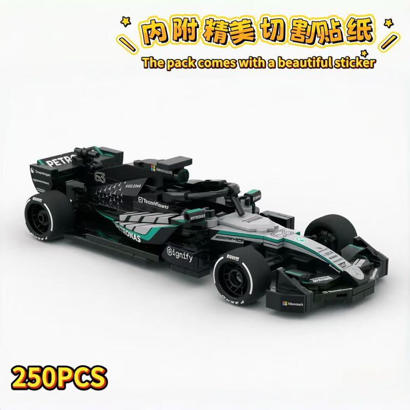 【Pirelli Tires】Moc-252246 F1 Mercedes W17 Speed Racing Car Building Blocks Birthday Gift
