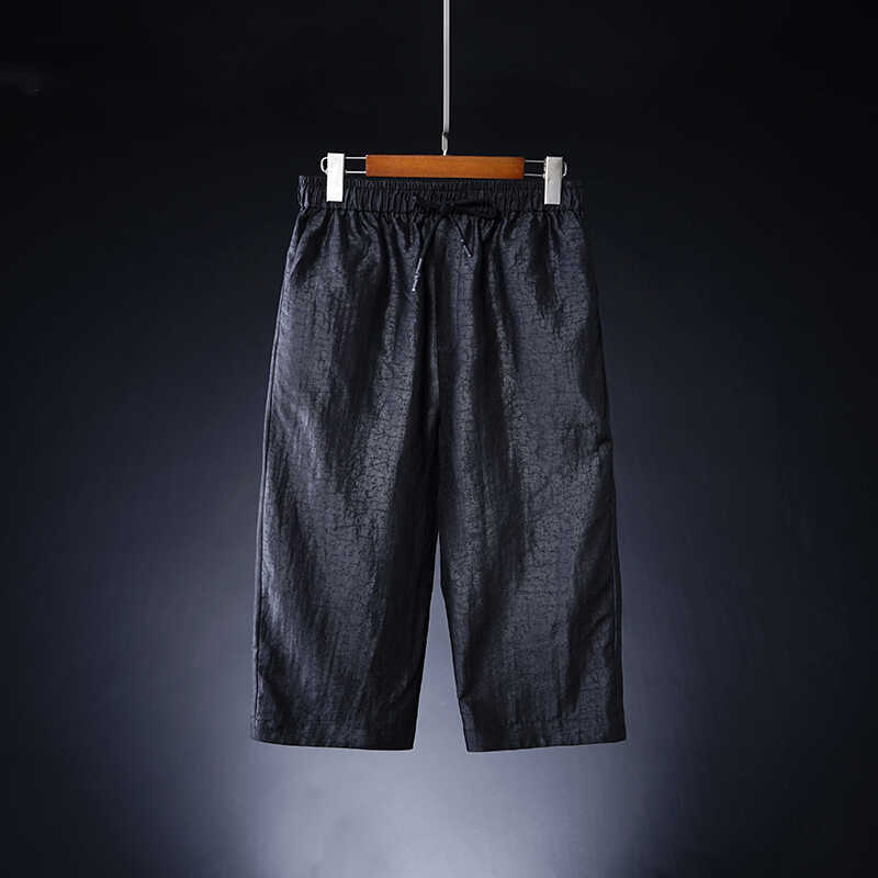 Xiangyun Silk Men's Summer Cropped Pants, Loose Fit, Large Size, Straight Casual Pants, Silk Trousers, Men's Cool Thin Style