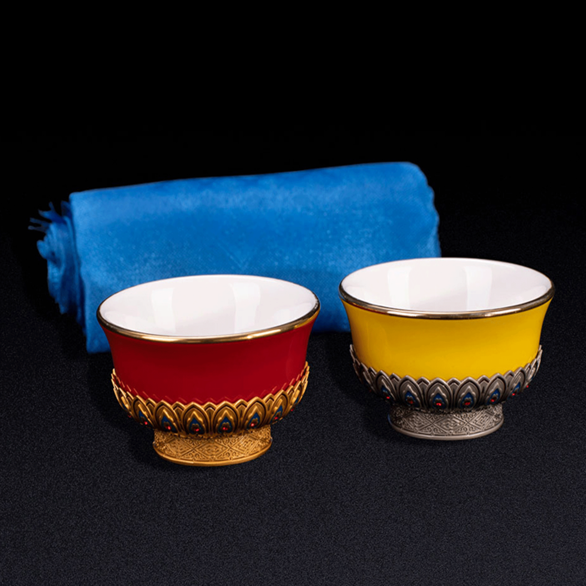 Rong Chao creative Deji wine cup White wine cup set Cultural and creative gifts Mongolian culture gift Hada National craft gift decoration