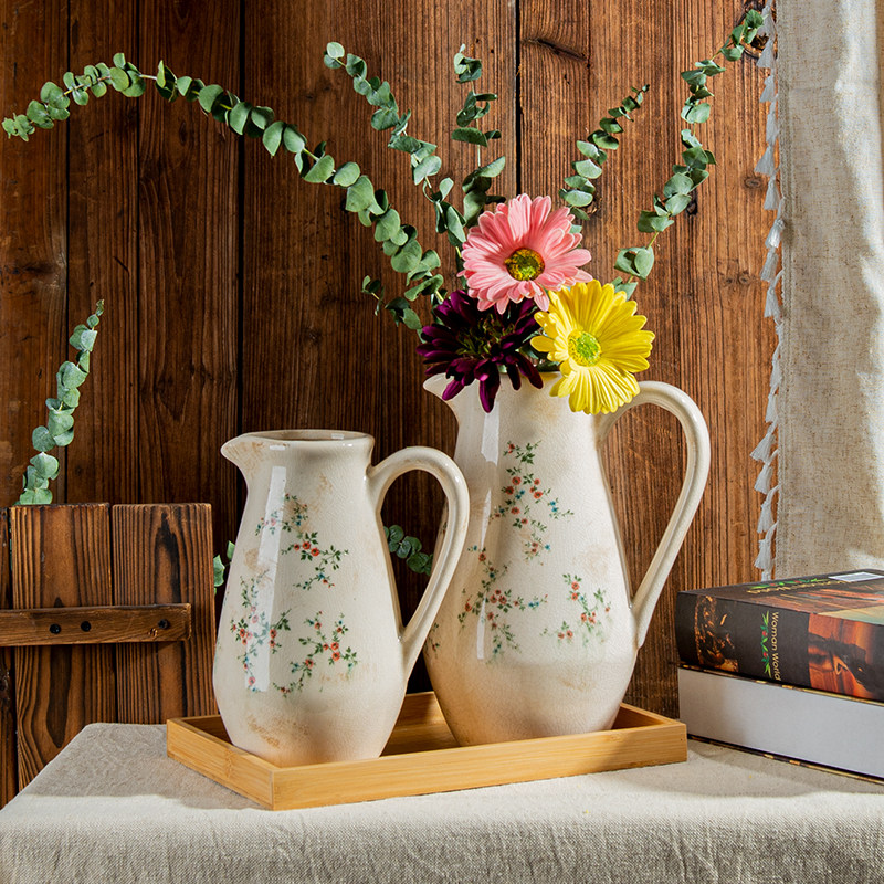 Lonely Pint Ceramic Vase Swing room Living Room Flower Arrangement Retro Titan Garden Style Creative Nordic Flower Pot Bottle Dry Flower Decorations-Taobao