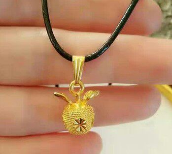 Gold plated 24K Apple Ping An Korean version Classic Men and women Pendant Pendant Pendant Necklace Jewelry Pendant Gift Box Gift