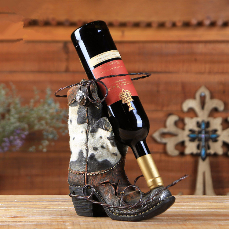 Western style equestrian crafts ornament creative riding boots red wine rack equestrian ornament eight foot dragon BCL768808