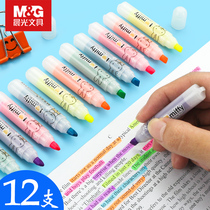 Morning light mini highlighter pen students use thick strokes to Mark color pens fluorescent light candy light color childrens small thin head Mark Silver light to take notes a set of wholesale