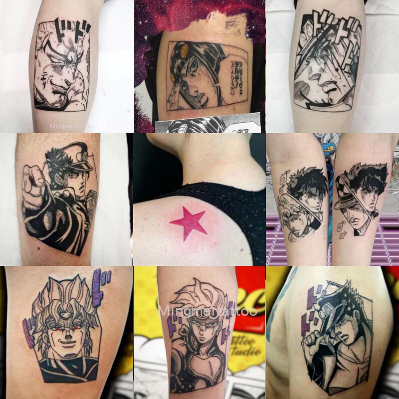 Mingmei Original 10-Piece Set Anime Bizarre Adventure Jojo Dio Purple Star Tattoo Stickers Waterproof Flower Arm Mingmei Original 10-Piece Set Anime Bizarre Adventure Jojo Dio Purple Star Tattoo Stickers Waterproof Flower Arm