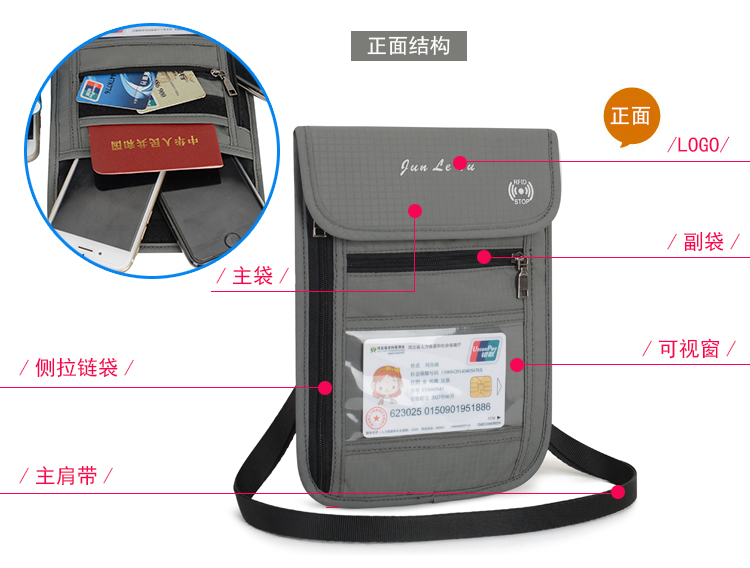 Hộ chiếu gói vé hộ chiếu treo cổ xiên túi lưu trữ cá nhân đa chức năng chống thấm du lịch túi tài liệu RFID - Túi thông tin xác thực túi đeo chéo nữ hàn quốc