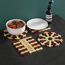 Home Bamboo Thermal Insulation Mat Anti-Burn Bamboo Dining Table Mat Cup Mat Heat-Resistant Round Pan Cushion Anti-Burn Dinner Table Mat Vegetable Mat