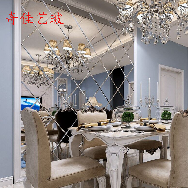 Art glass restaurant TV background wall silver mirror tea mirror black gray blue powder gold purple mirror car side diamond mirror