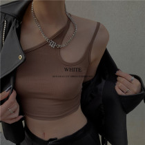 white short sexy irregular heart machine sling versatile design feel tight shoulder vest inside female summer