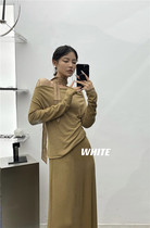 white feminine pullover one-word collar off-the-shoulder knitted sweater sexy oblique shoulder long-sleeved slim-fit sweater top female autumn