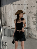 WHITE metal chain slim short sling fashionable sexy high waist navel sleeveless inner vest female summer