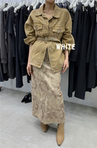 2022 early autumn new WHITE loose tooling denim jacket lapel silhouette pocket long-sleeved denim jacket womens fashion