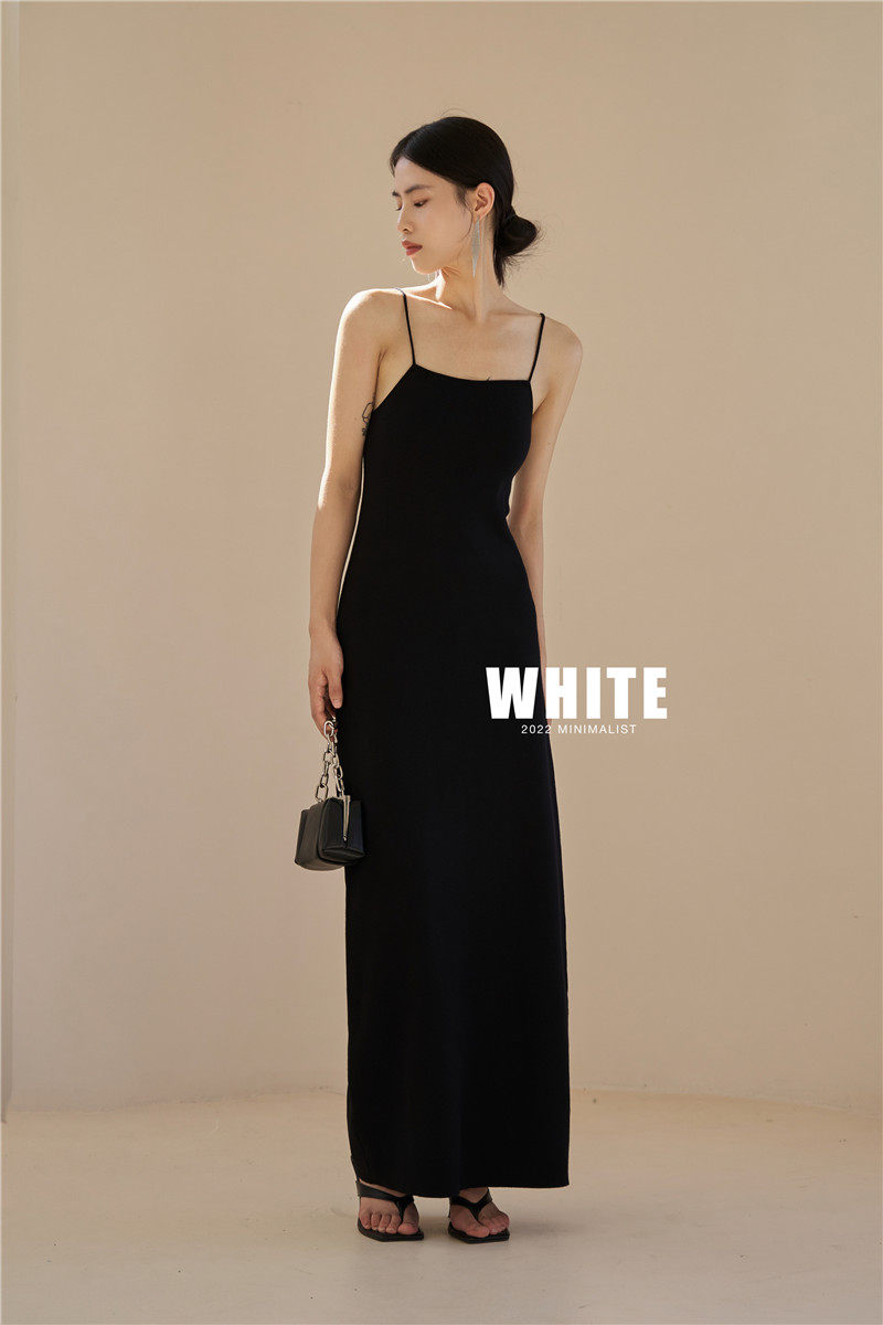 2022 WHITE long knitting skirt skirt slim and sleeveless dress dress female in early autumn WHITE