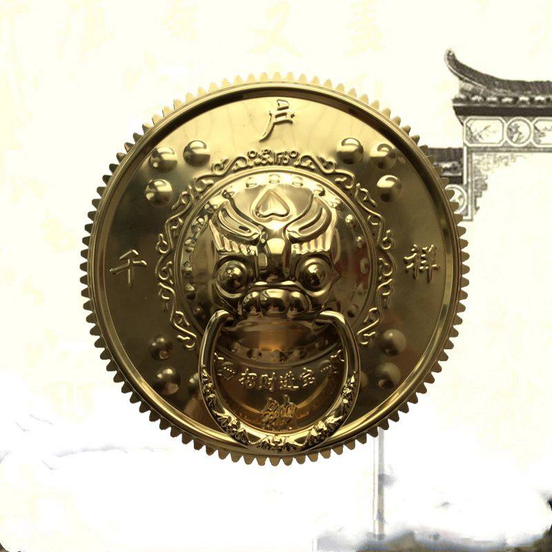 Stainless steel antique bronze thickened lion head tiger head unicorn rural iron door wooden door ancient building pull ring vintage snack car