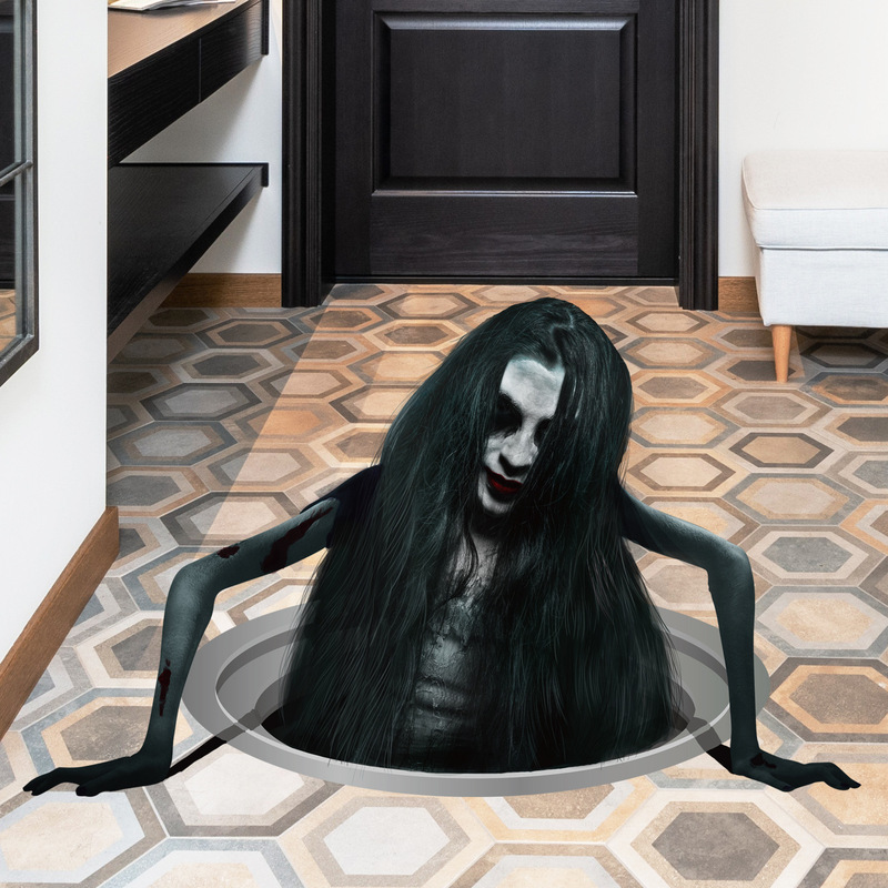 Halloween Decorative Stickers Wall Stickers Horror Long Hair Skull Pumpkin Horror Decoration Layout Self-Adhesive Floor Stickers Halloween Decorative Stickers Wall Stickers Horror Long Hair Skull Pumpkin Horror Decoration Layout Self-Adhesive Floor Stickers