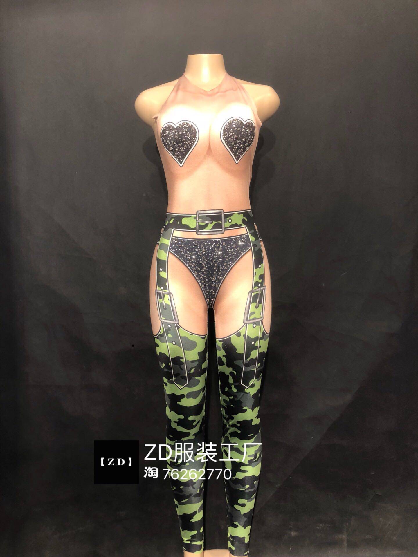 TT High-end Eight-One Jianjun Festival camouflan brow with long pants nightclub Bar Sexy for a dress