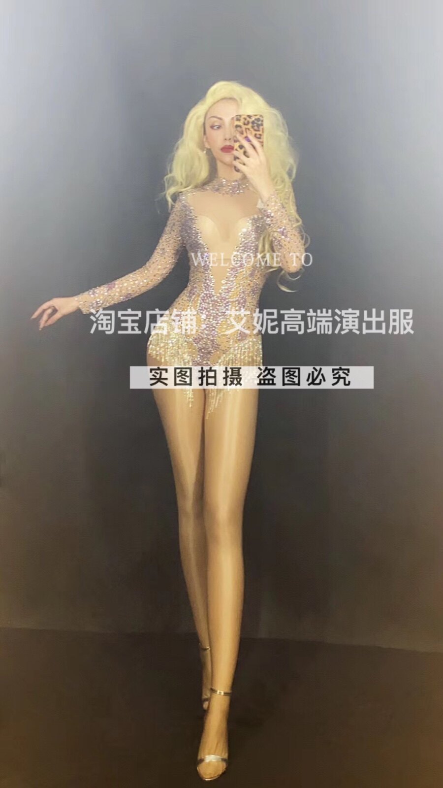 TT High-end Nightclub Bar Singer Djds Dance Team Gogo Sexy Full Drill Clairvoyant Shorts Play Out