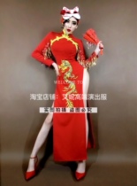 TT high-end nightclub bar singer djds dance team gogo retro Chinese style split cheongsam dress costumes