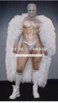 TT high-end nightclub bar singer djds dance team gogo mens big white long fur coat atmospheric costumes