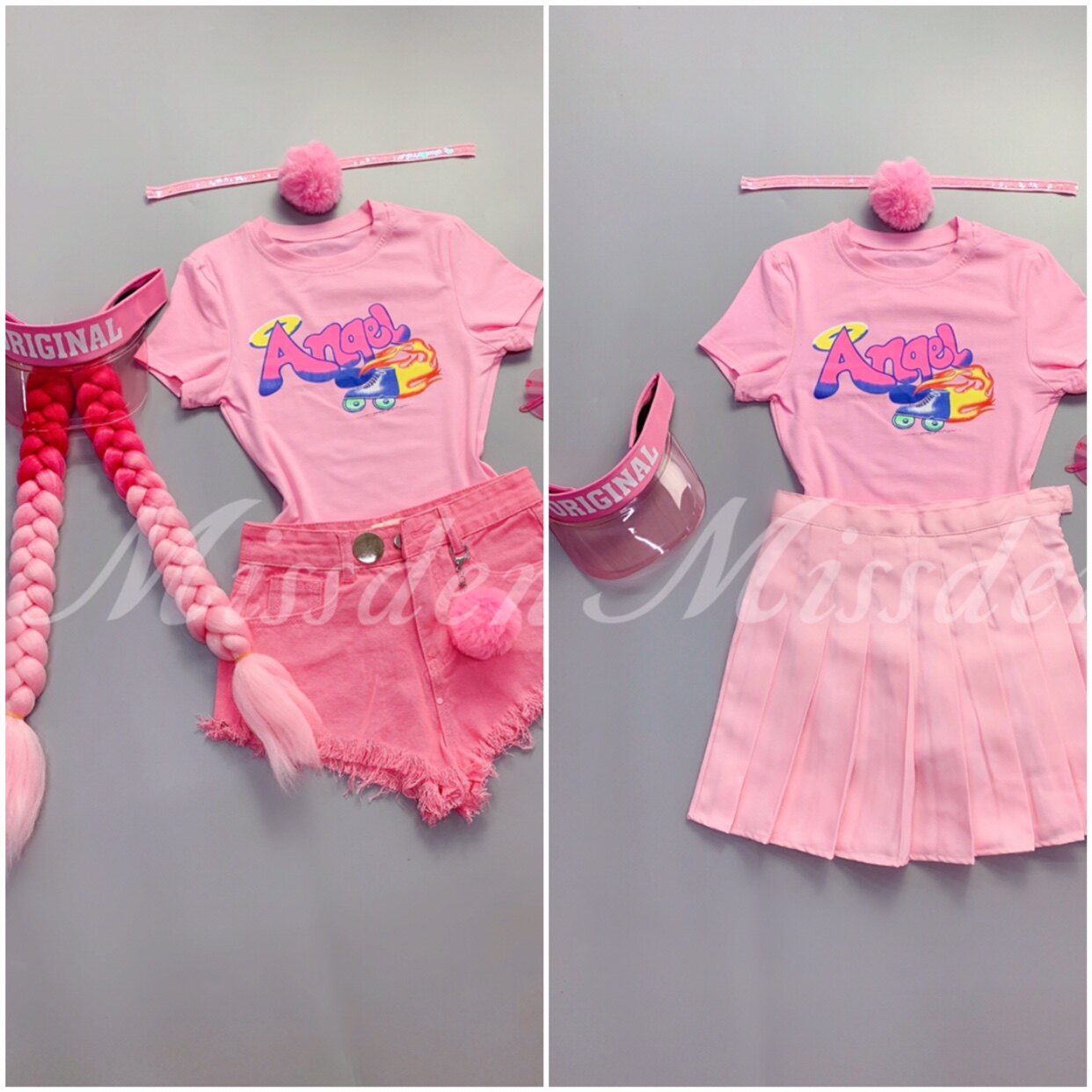 TT High-end Nightclub Bar Singer Djds Dance Team Gogo Tide Powder Pink Flap Two-piece Hip Hop Performance Out