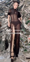 TT high-end nightclub bar singer djds dance team gogo retro perspective slit skirt dress costumes
