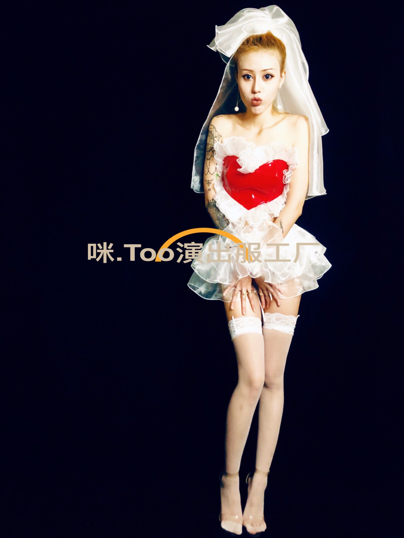 TT High-end Act Out of Seven New Year's Valentine's Day White Caring Wedding Night Shop Bar GOGO Dance Lovely Costume Out